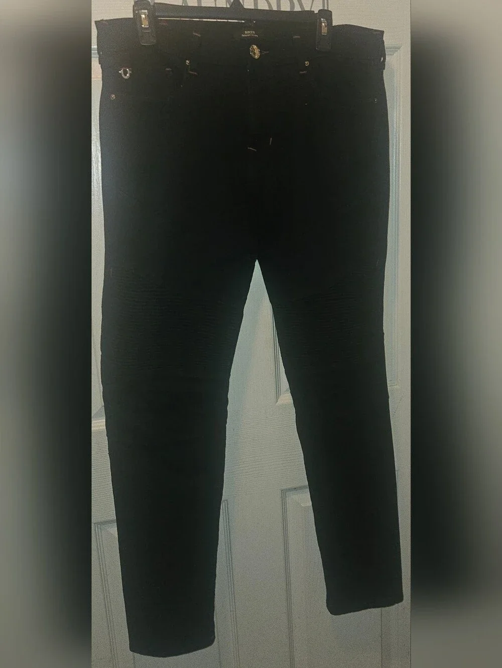 True Religion Black Moto Ribbed Skinny Jeans